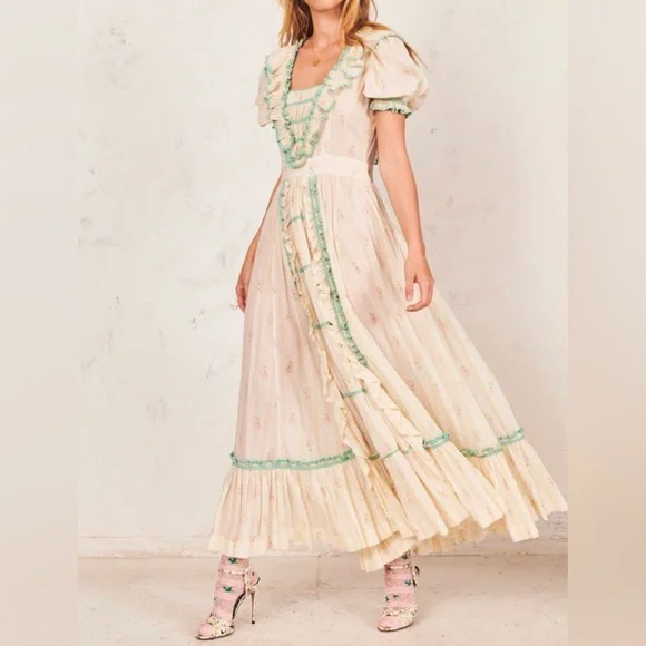 NEW Loveshackfancy Theo Dress Ruffled Cotton Maxi Cottage 4 Freepeople - Picture 4 of 14
